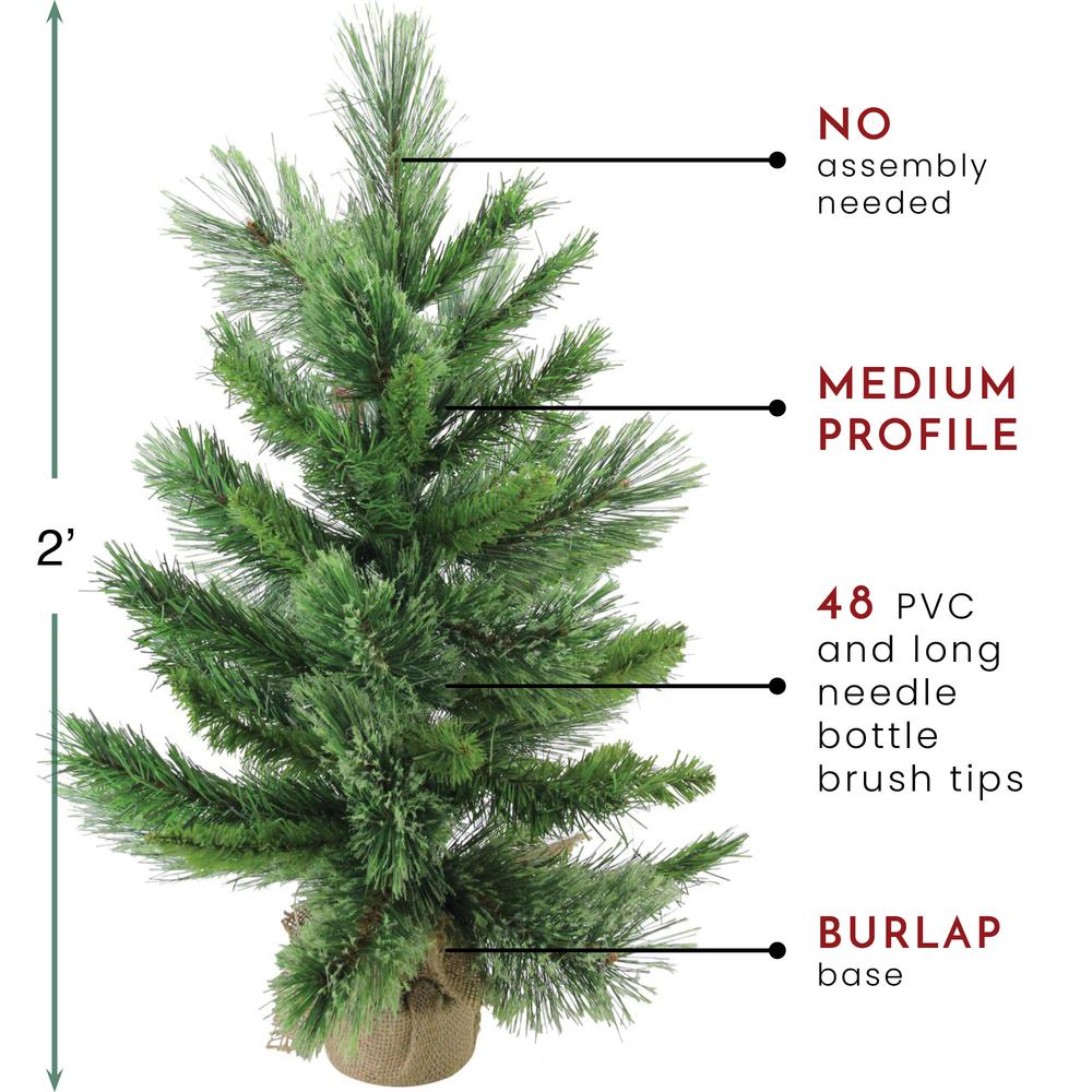 24" Mixed Cashmere Pine Medium Artificial Christmas Tree in Burlap Base - Unlit. Picture 6