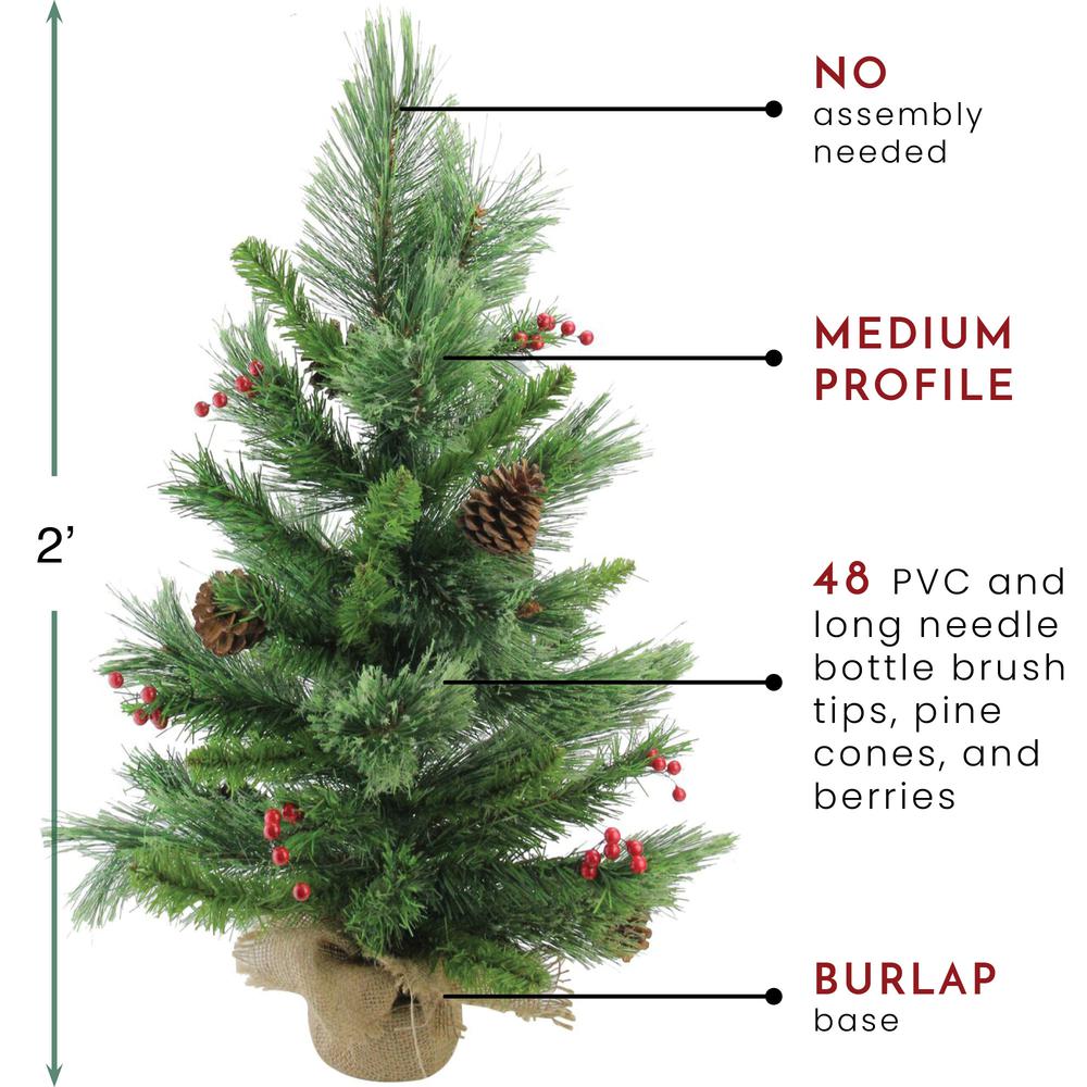 24" Mixed Cashmere Berry Pine Medium Artificial Christmas Tree - Unlit. Picture 6