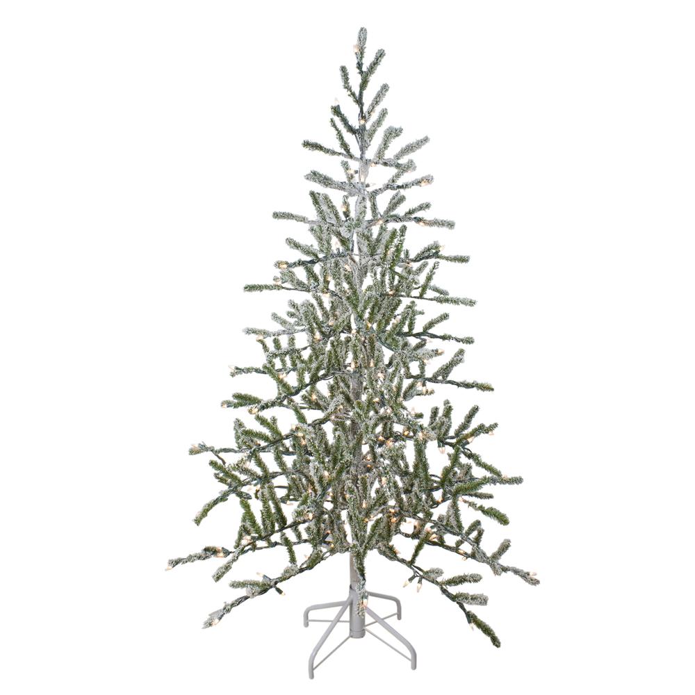 5' Pre-Lit Medium Flocked Alpine Twig Artificial Christmas Tree - Warm White Lights. Picture 1