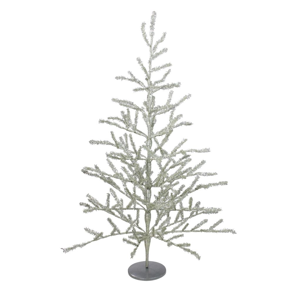 3' Full  Champagne Tinsel Artificial Christmas Twig Tree - Unlit. Picture 1