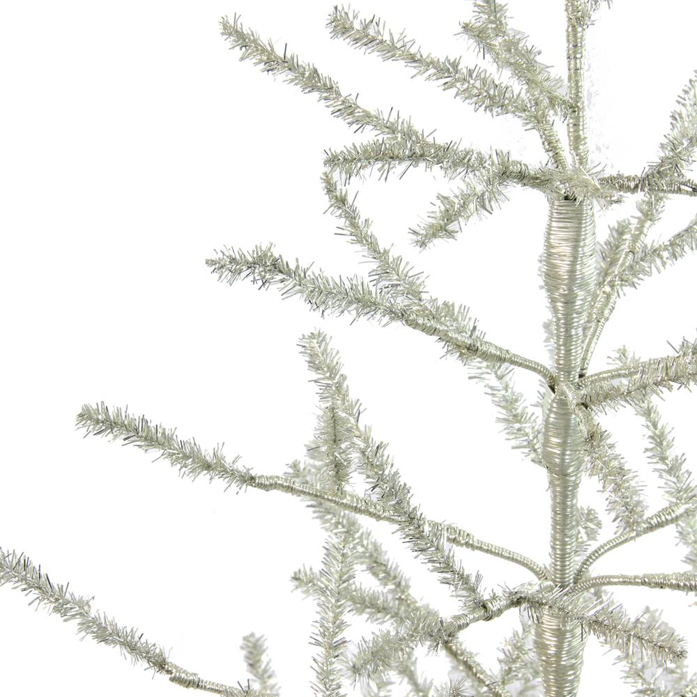 3' Full  Champagne Tinsel Artificial Christmas Twig Tree - Unlit. Picture 2