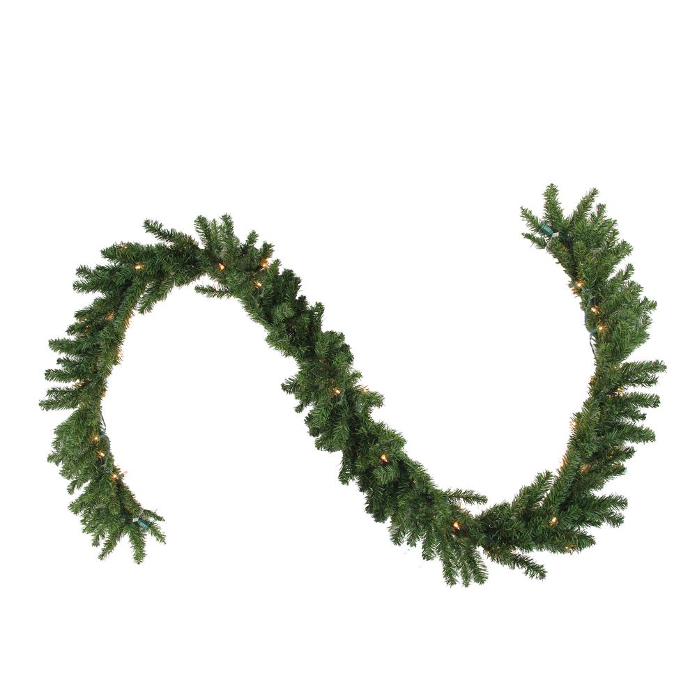 9' x 14" PreLit Canadian Pine Artificial Christmas Garland, Clear Lights. Picture 1