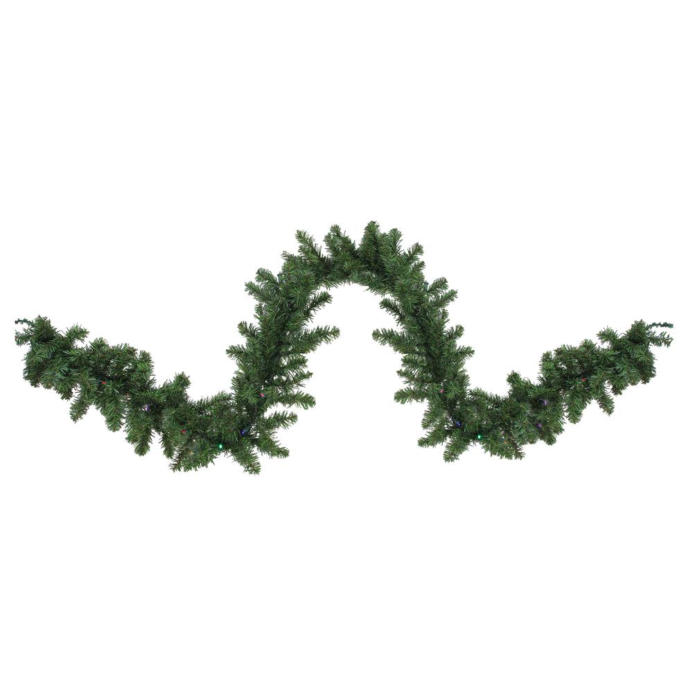 9' x 10" Pre-Lit LED Canadian Pine Artificial Christmas Garland - Multi Lights. Picture 1