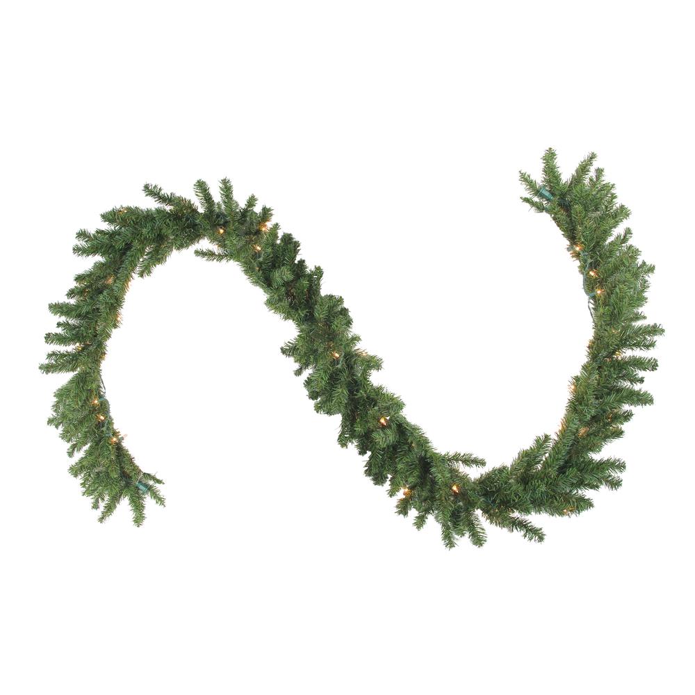 9' x 12" Pre-Lit Canadian Pine Artificial Christmas Garland - Clear Lights. Picture 1