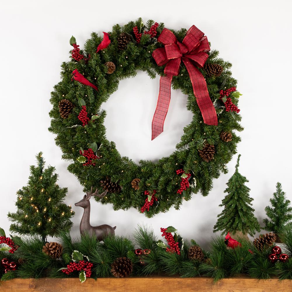 Canadian Pine Artificial Christmas Double Wreath 36-Inch Clear LED Lights. Picture 3