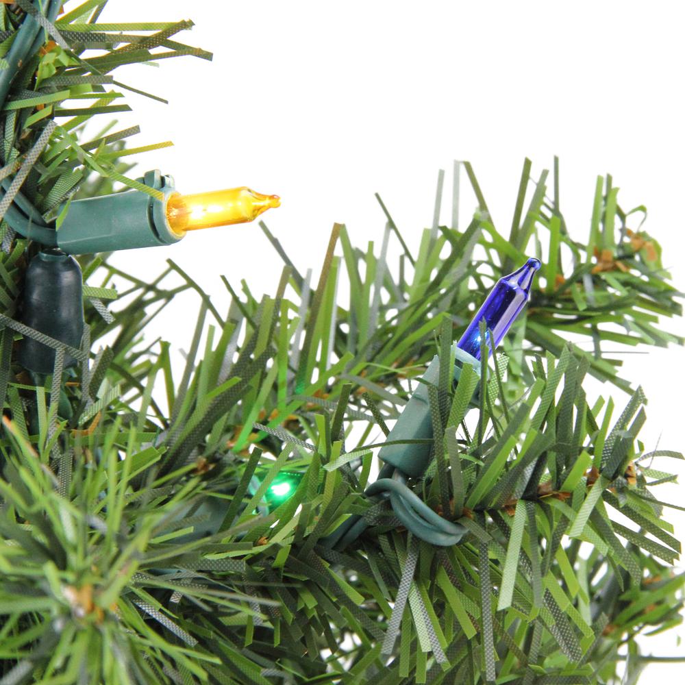 1.5' Pre-Lit Medium Canadian Pine Artificial Christmas Tree - Multicolor Lights. Picture 2