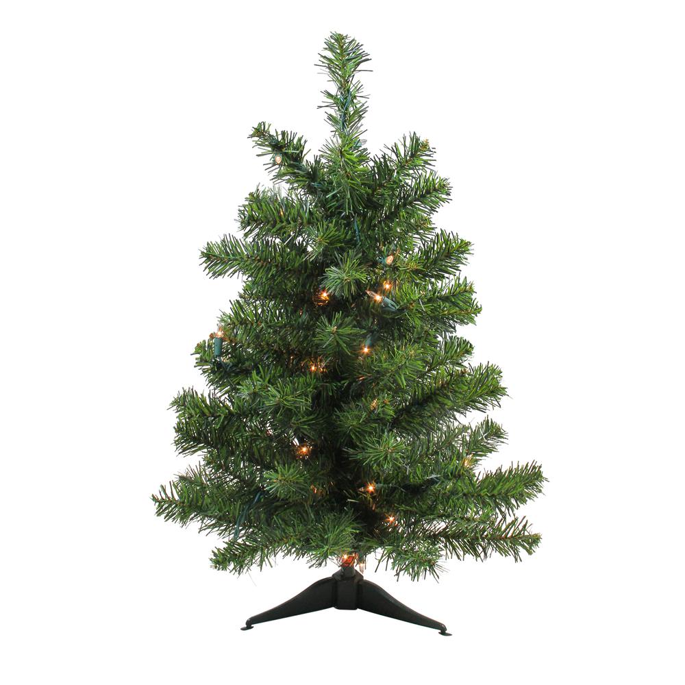 2' Pre-Lit Medium Canadian Pine Artificial Christmas Tree - Clear Lights. Picture 1