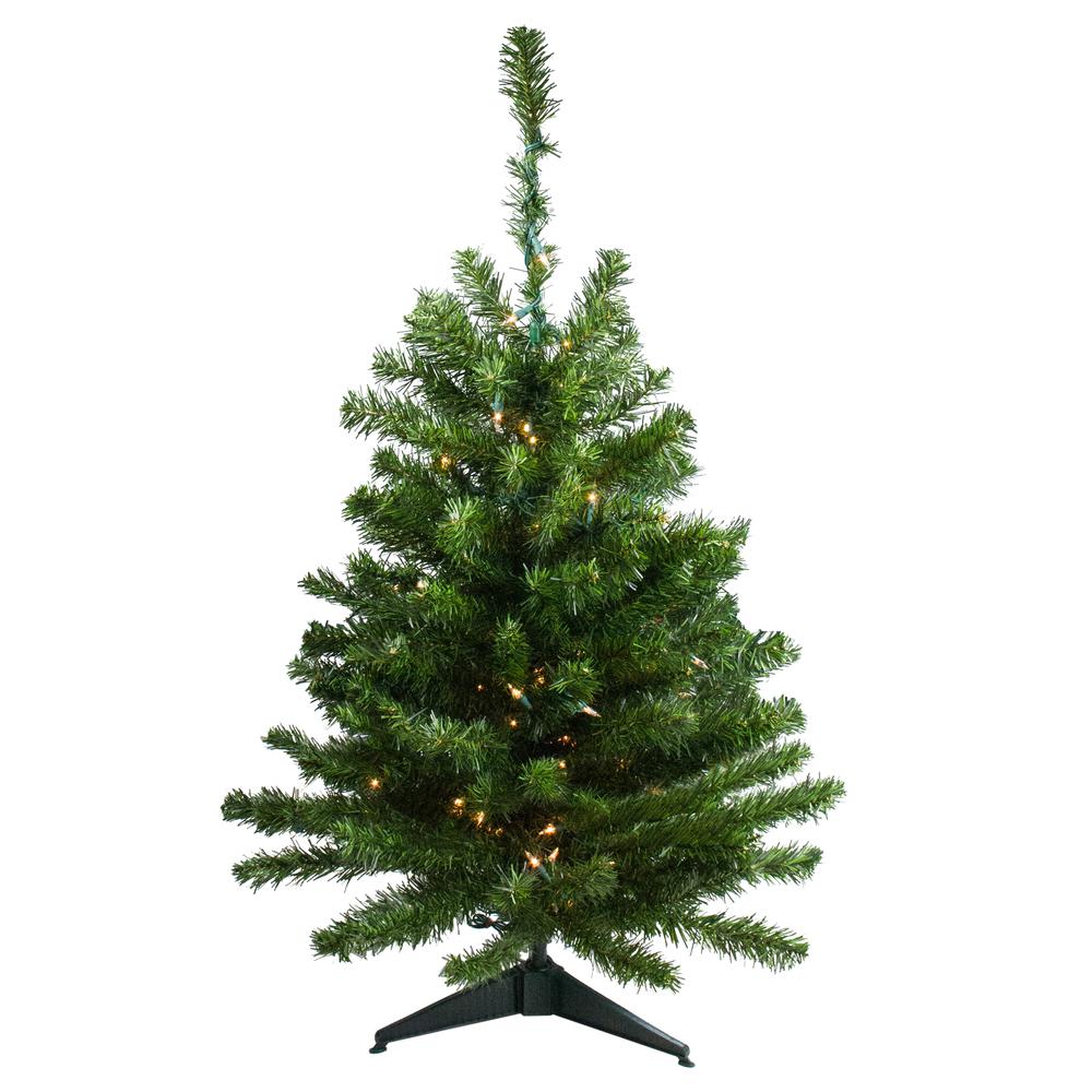 3' Pre-Lit Full Canadian Pine Artificial Christmas Tree - Clear Lights. Picture 1