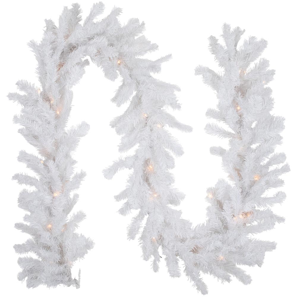 9' x 8" Pre-Lit Snow White Artificial Christmas Garland  Clear Lights. Picture 1