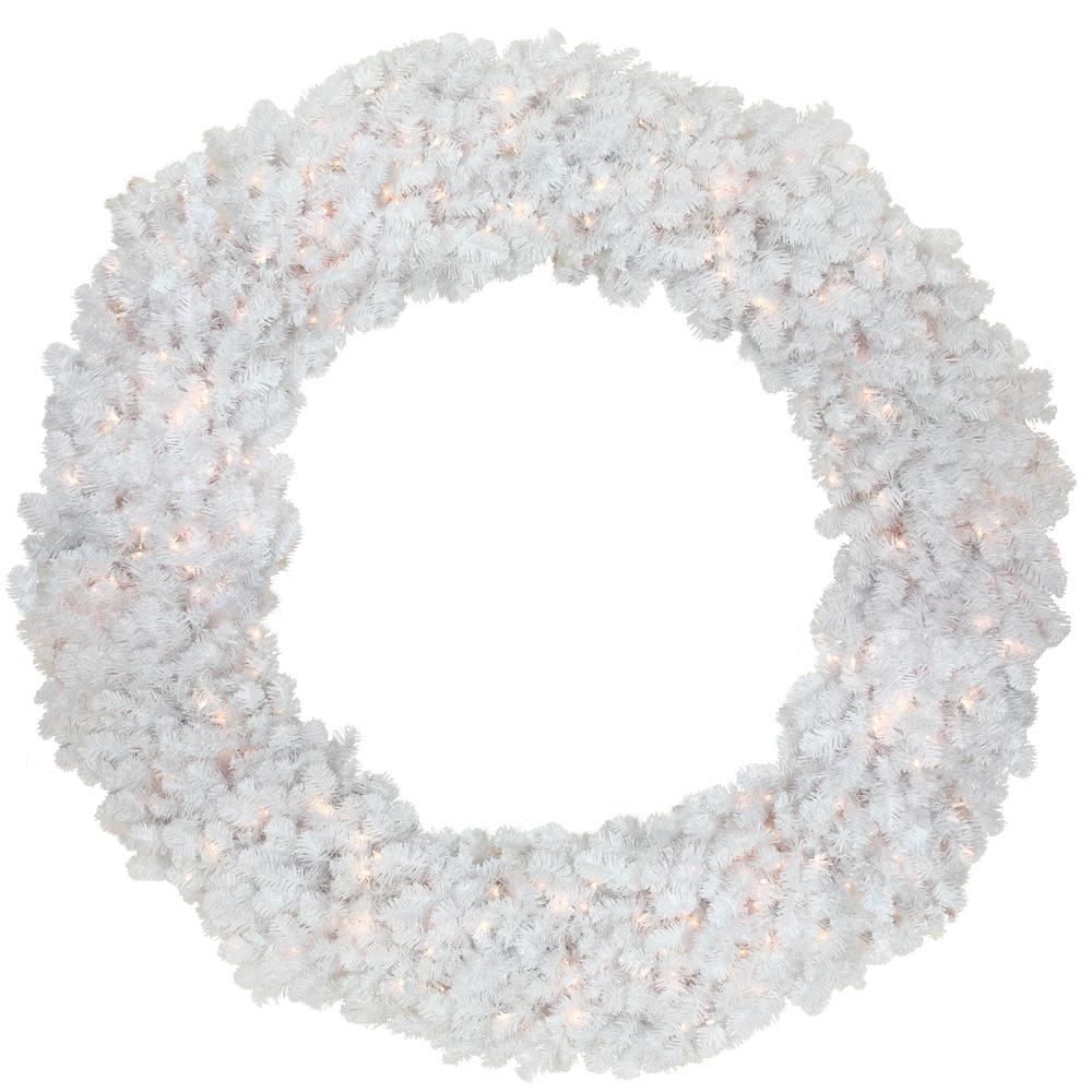 White Commercial Snow White Pine Christmas Wreath - 6-Foot Clear Lights. Picture 1