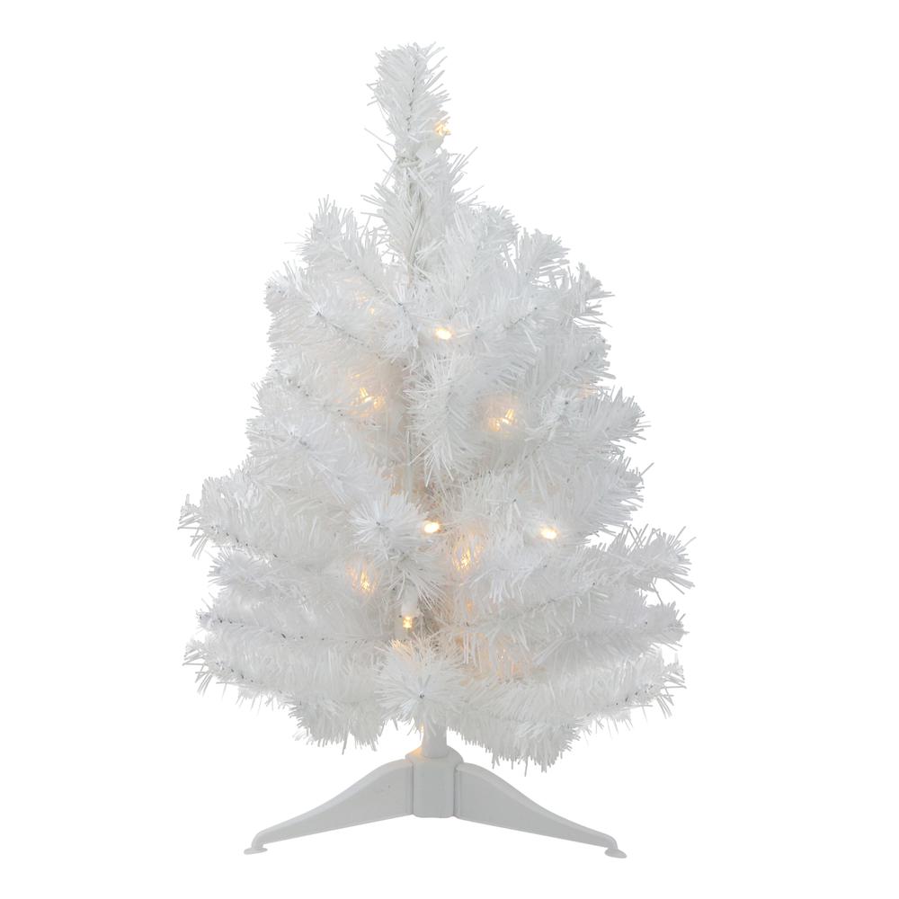 1.5' Pre-Lit Frosted Artificial Christmas Tree - Clear LED Lights. Picture 1