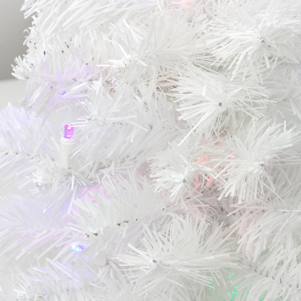 1.5' Pre-Lit Frosted Artificial Christmas Tree in Multicolor Lights. Picture 2
