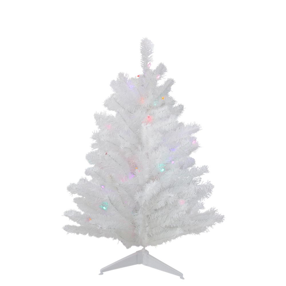 2' Pre-Lit Medium Frosted Artificial Christmas Tree - Multicolor Lights. The main picture.