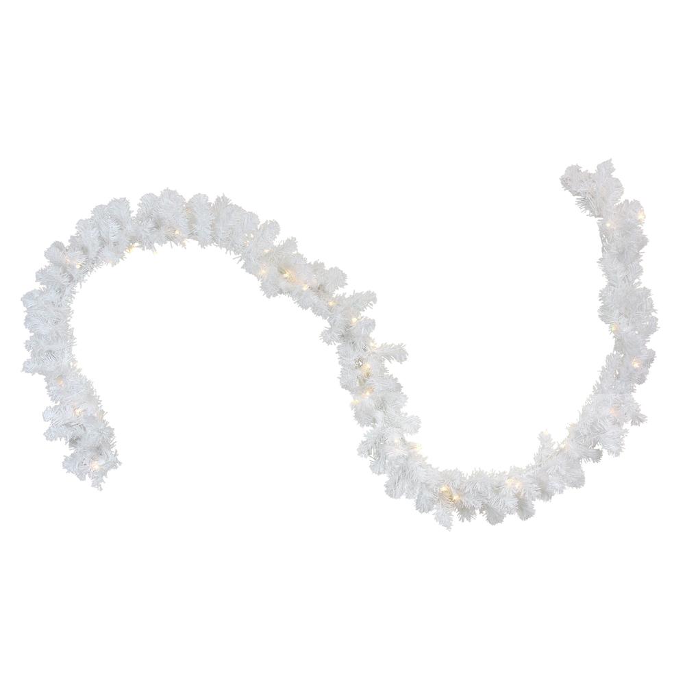 9' x 10" Pre-Lit LED White Pine Artificial Christmas Garland - Clear Lights. The main picture.