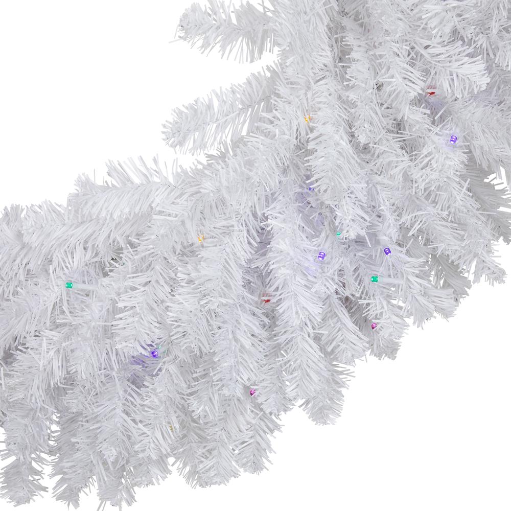 Pre-Lit White Pine LED Artificial Christmas Wreath - 36-Inch  Multicolor Lights. Picture 4