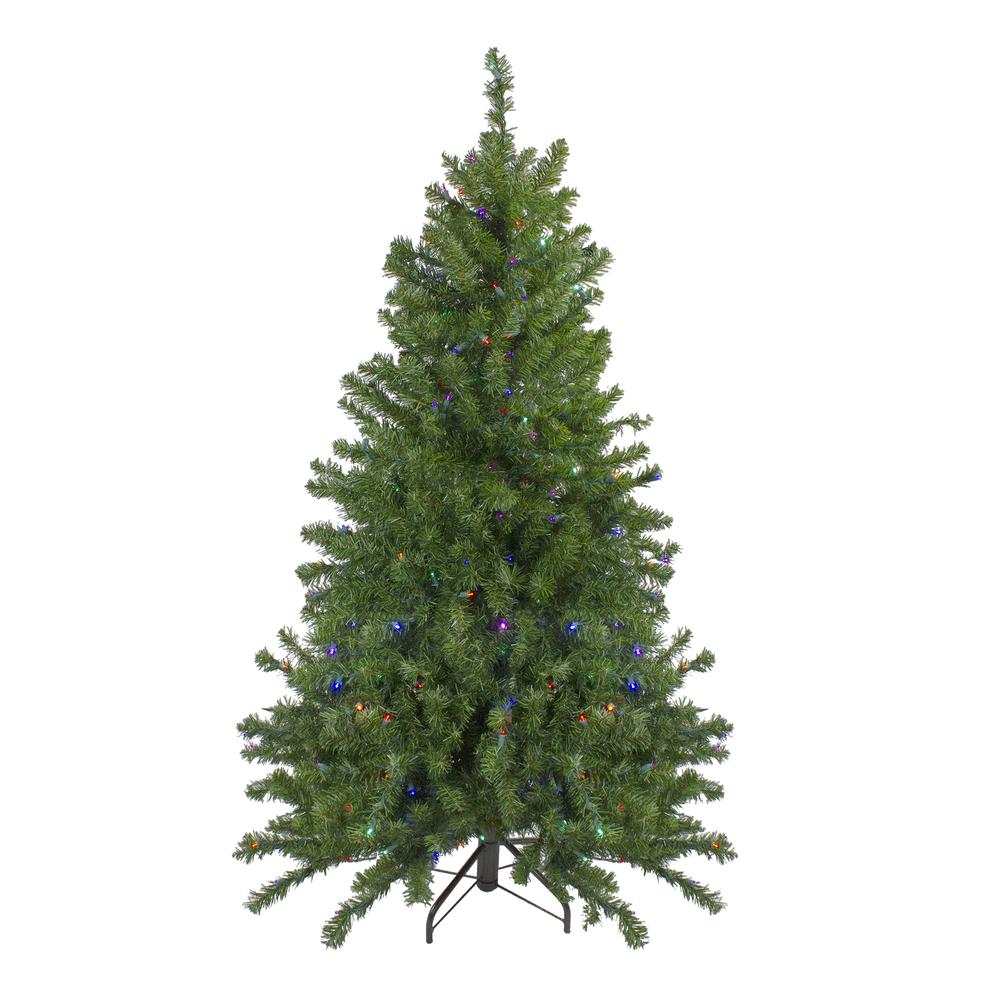 5' Pre-Lit LED Medium Canadian Pine Artificial Christmas Tree - Multicolored Lights. Picture 1
