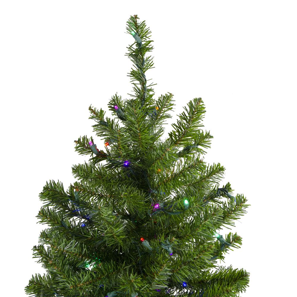 5' Pre-Lit LED Medium Canadian Pine Artificial Christmas Tree - Multicolored Lights. Picture 4