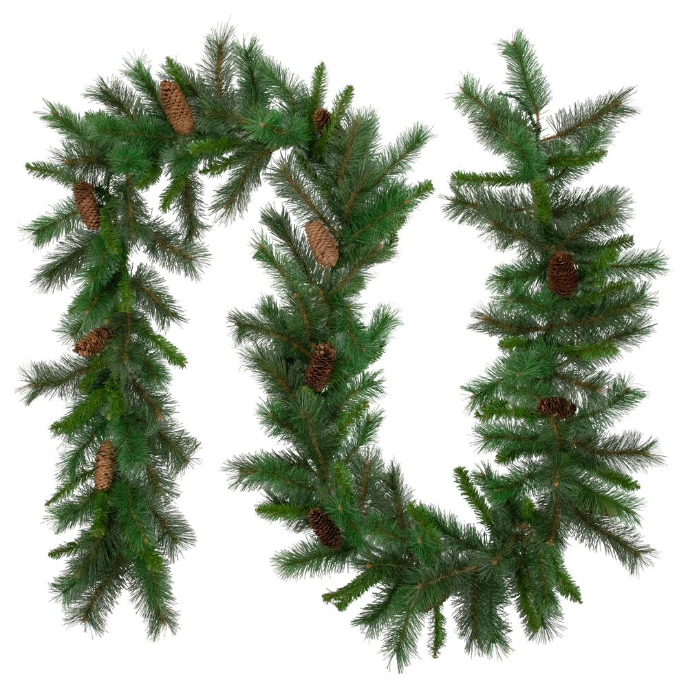 9' x 12" Green Pine and Pine Cones Artificial Christmas Garland  Unlit. Picture 1