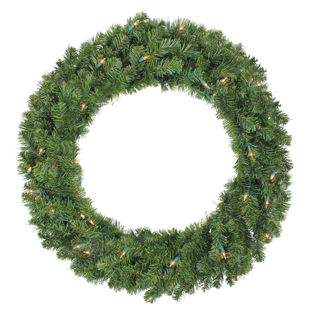 36" PreLit Canadian Pine Artificial Christmas Wreath, Clear Lights. The main picture.