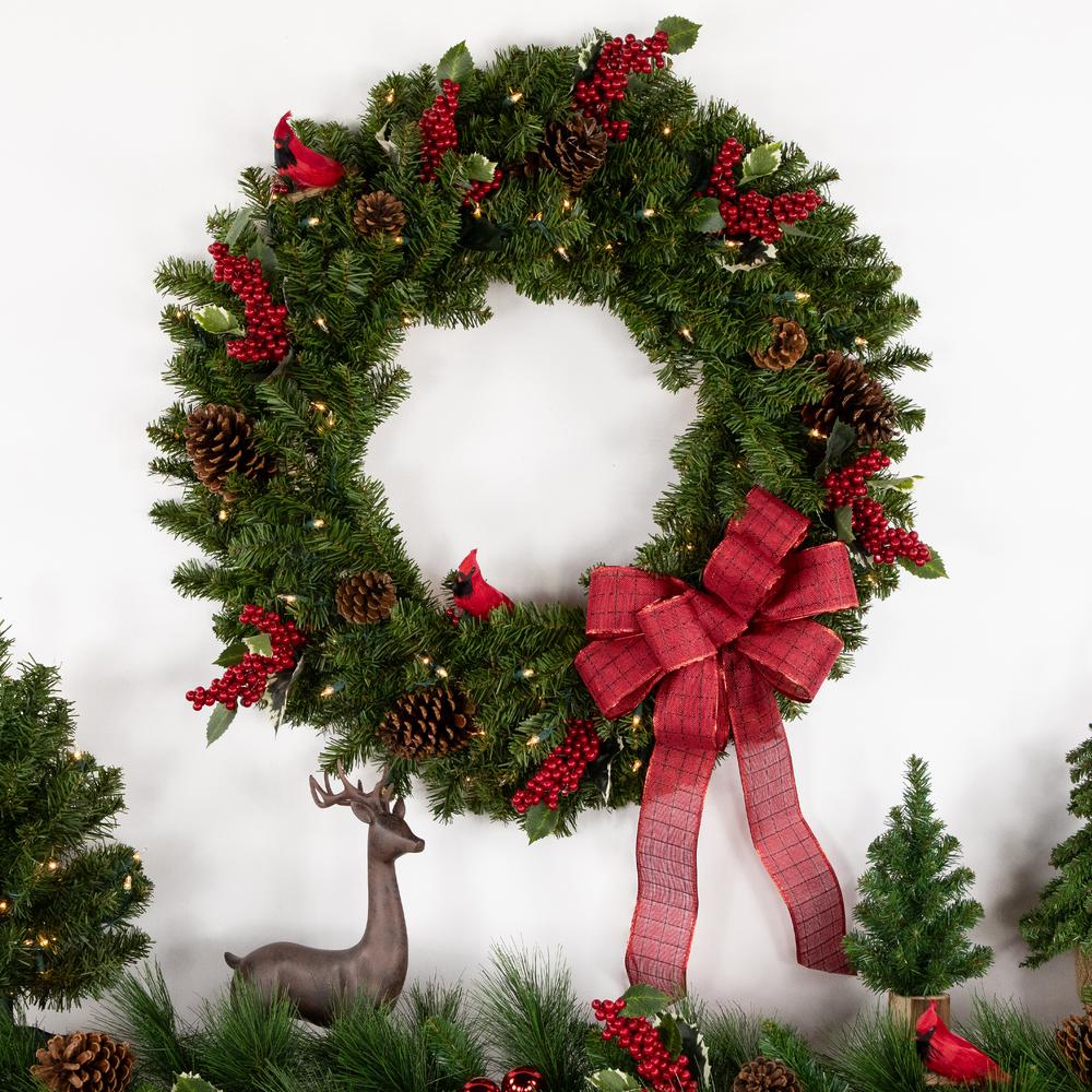 Pre-Lit Canadian Pine Artificial Christmas Wreath  30-Inch  Clear Lights. Picture 3