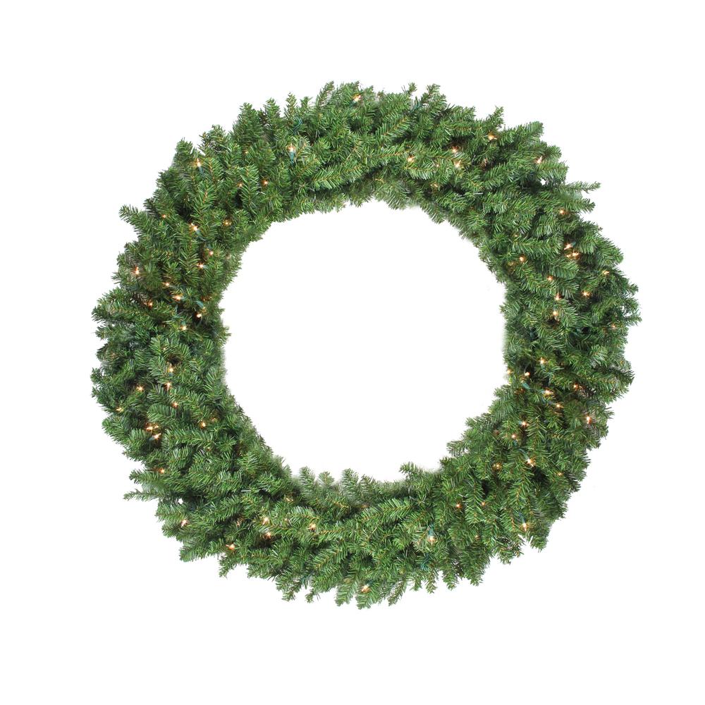 Pre-Lit Canadian Pine Artificial Christmas Wreath - 48-Inch  Clear Lights. Picture 1