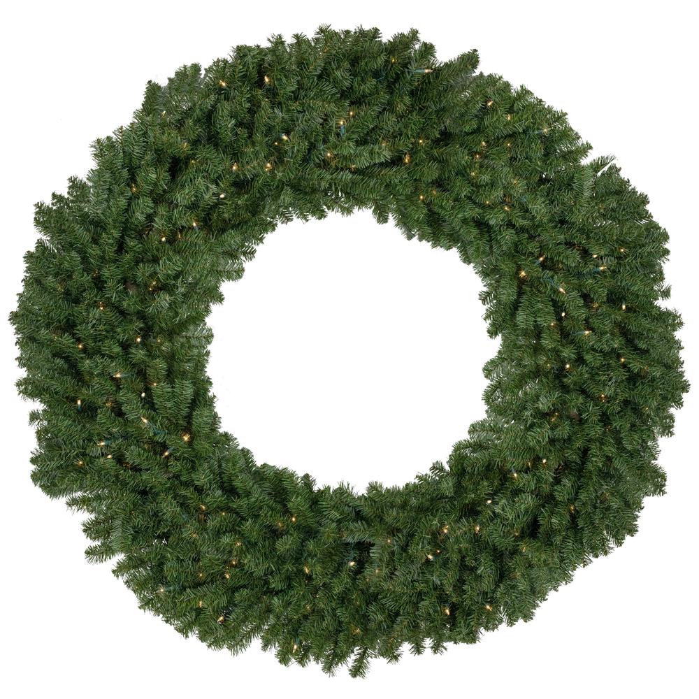 5' Pre-Lit Commercial Canadian Pine Artificial Christmas Wreath  Clear Lights. Picture 1