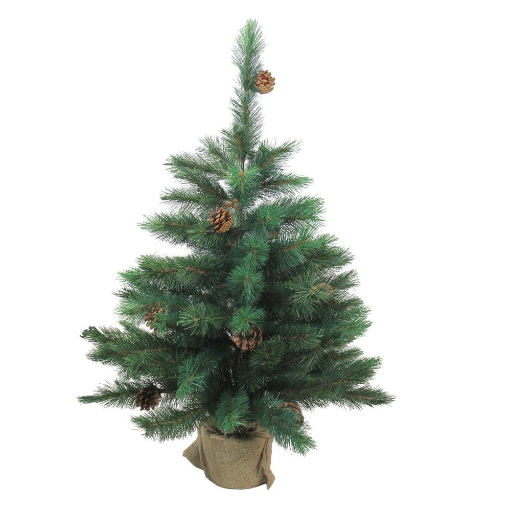 3' Potted Royal Oregon Pine Burlap Base Full Artificial Christmas Tree - Unlit. The main picture.