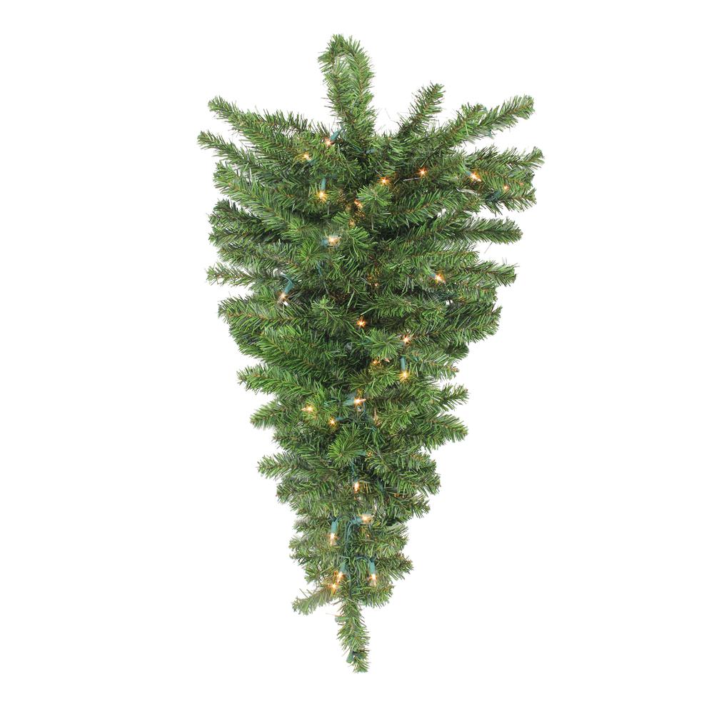 30" Pre-Lit Canadian Pine Artificial Christmas Teardrop Door Swag - Clear Lights. Picture 1