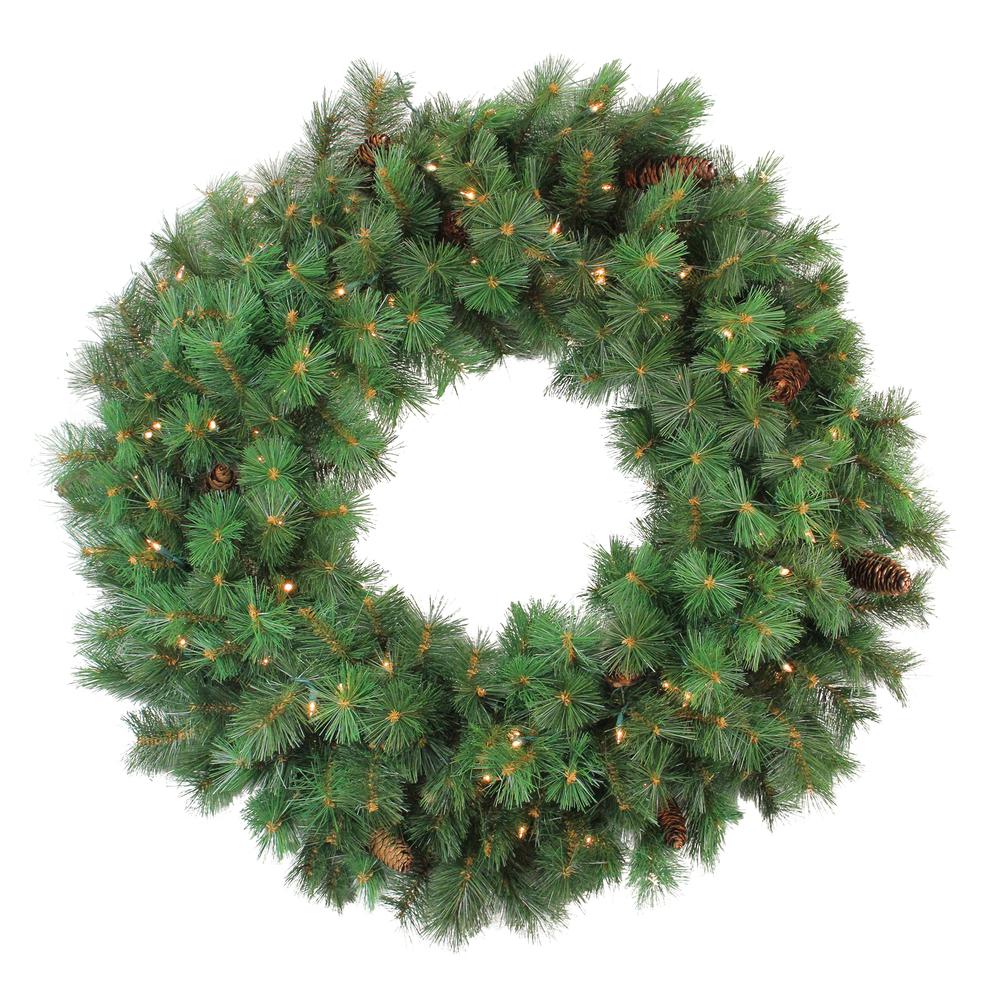 36" Pre-lit Royal Oregon Pine Artificial Christmas Wreath - Clear Lights. Picture 1
