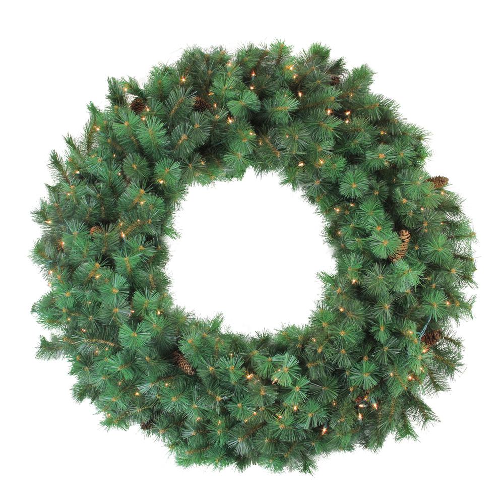 48" Pre-Lit Royal Oregon Pine Artificial Christmas Wreath - Clear Lights. Picture 1