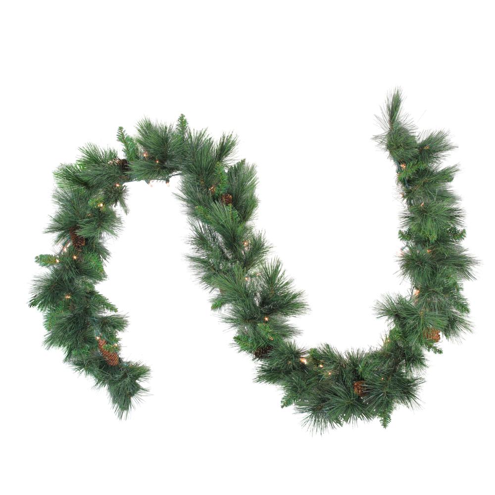 9' x 14" Pre-Lit White Valley Pine Artificial Christmas Garland - Clear Lights. Picture 1