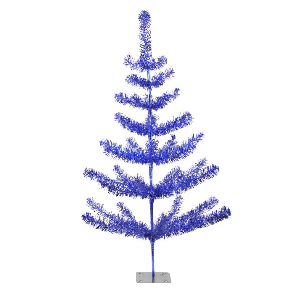 3' Medium Blue Tinsel Twig Pine Artificial Christmas Tree - Unlit. Picture 1