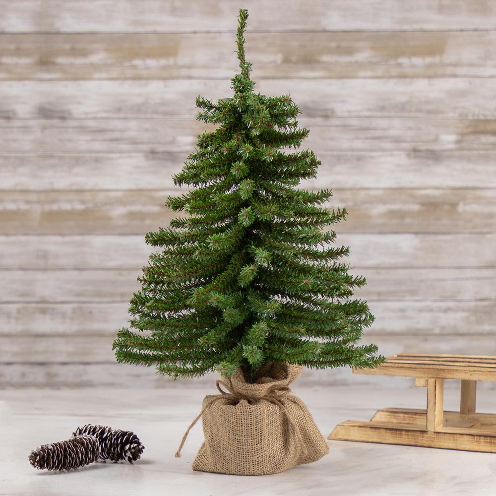 18" Potted Downswept Mini Village Pine Medium Artificial Christmas Tree  Unlit. Picture 2