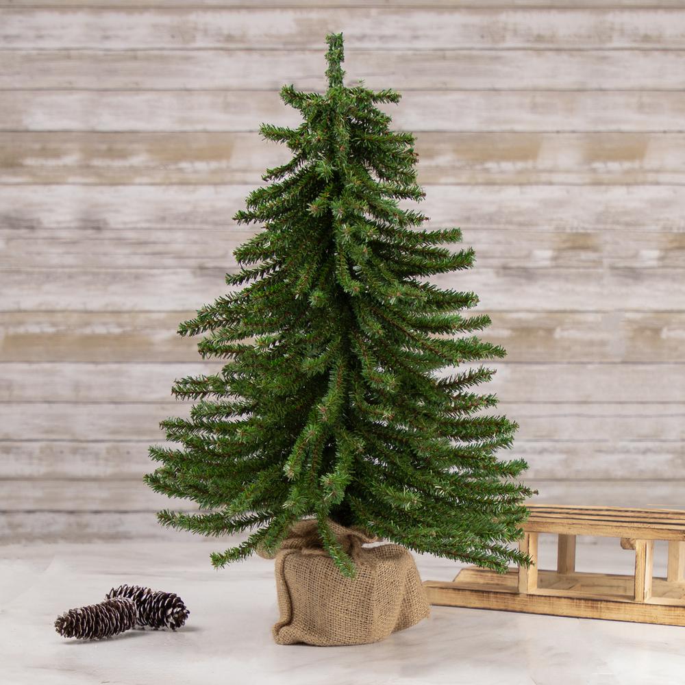 2' Potted Downswept Mini Village Pine Medium Artificial Christmas Tree - Unlit. Picture 2