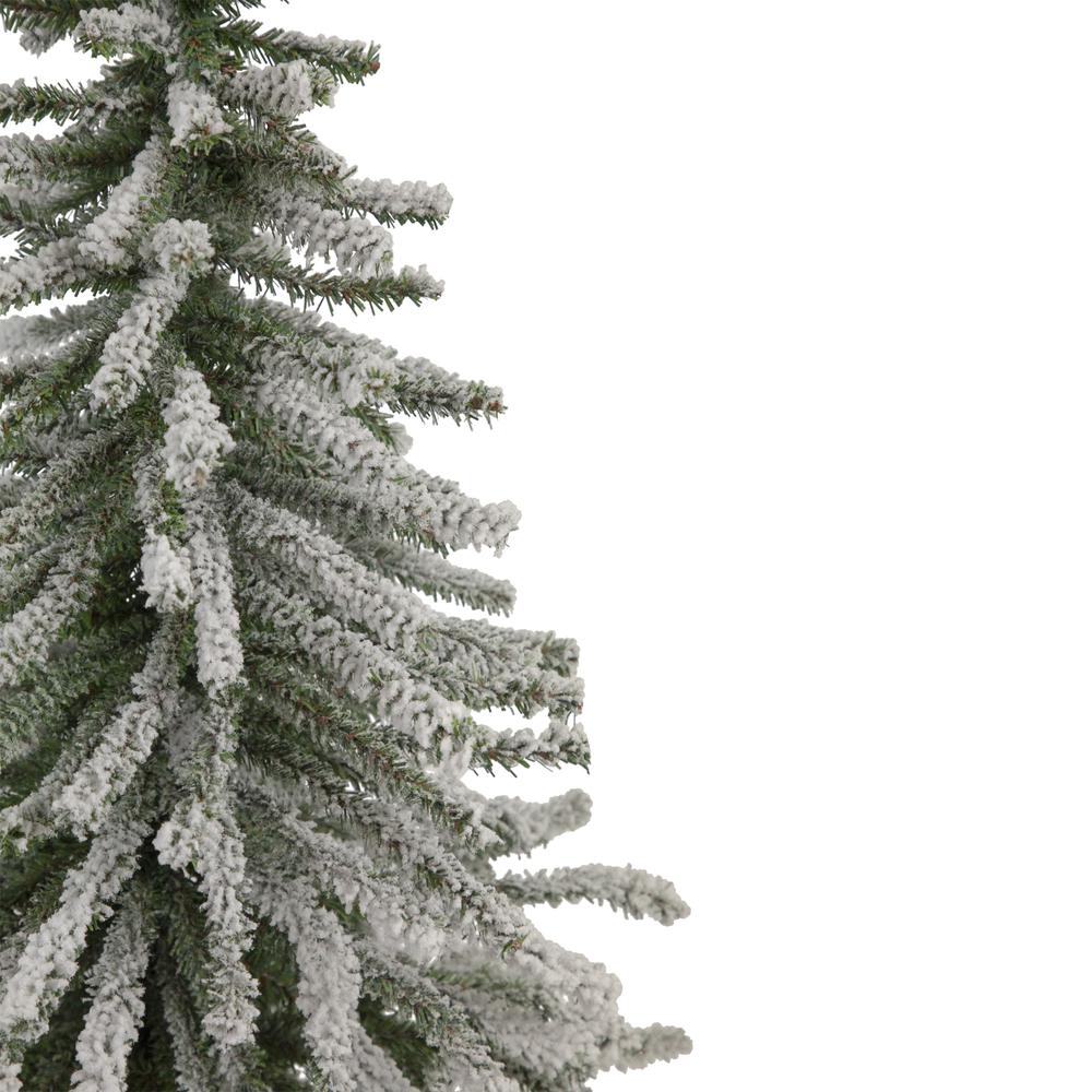 2' Potted Flocked Downswept Mini Village Pine Medium Artificial Christmas Tree - Unlit. Picture 4