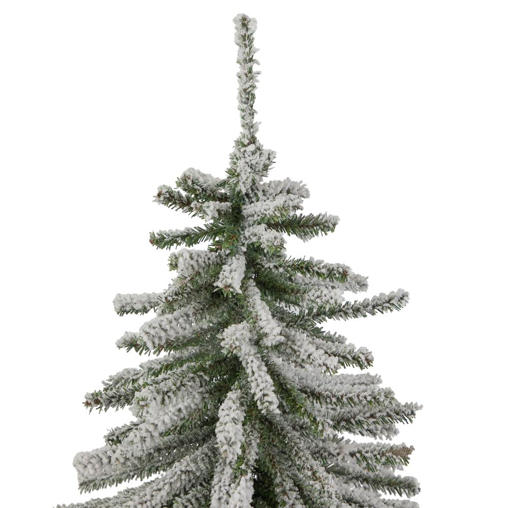 2' Potted Flocked Downswept Mini Village Pine Medium Artificial Christmas Tree - Unlit. Picture 3