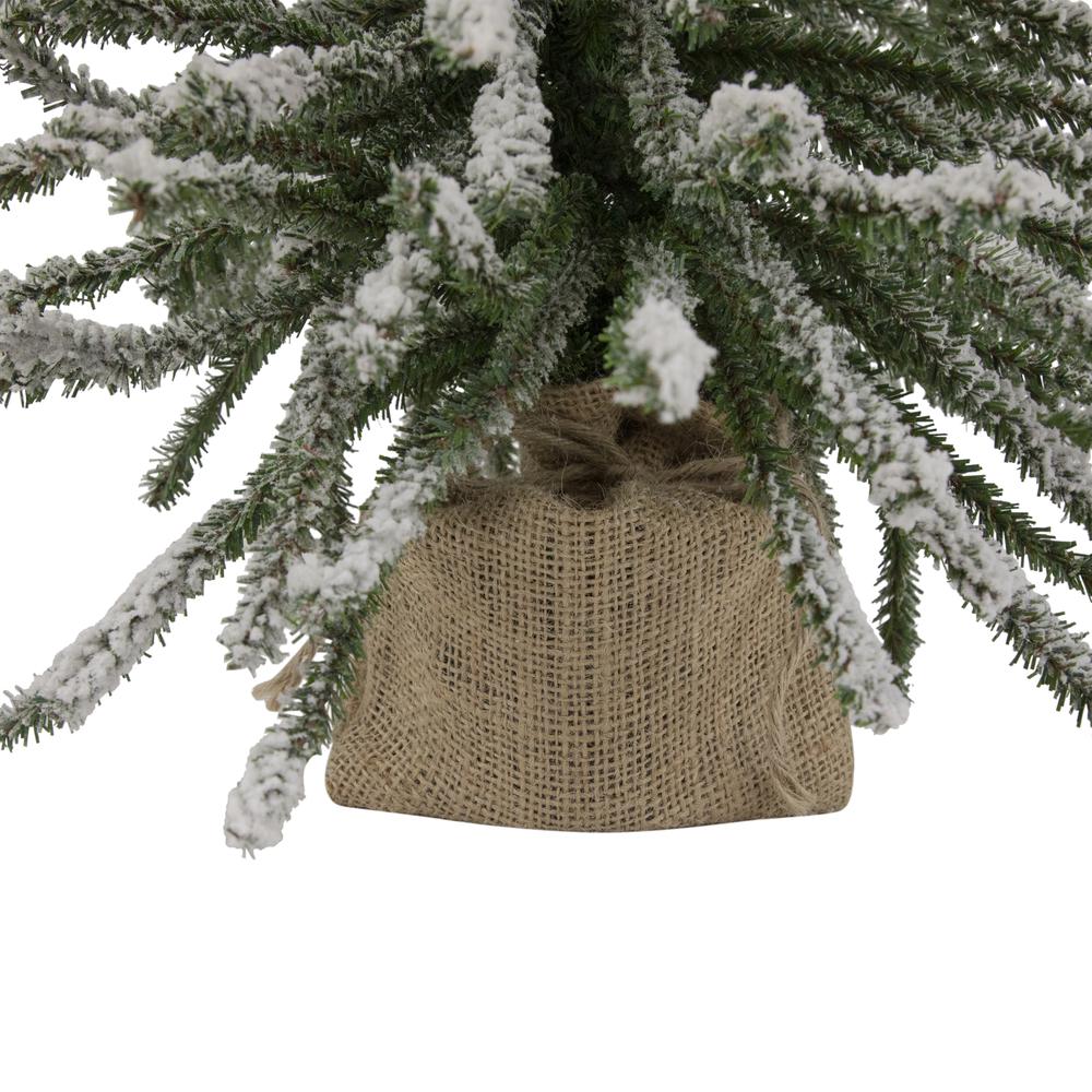 2' Potted Flocked Downswept Mini Village Pine Medium Artificial Christmas Tree - Unlit. Picture 5