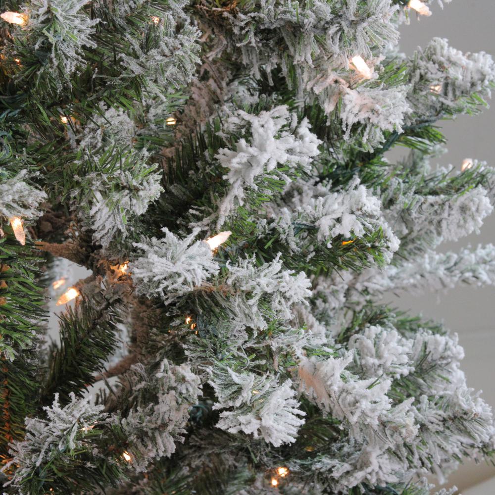 6' Pre-Lit Medium Flocked Balsam Pine Artificial Christmas Tree - Clear Lights. Picture 2