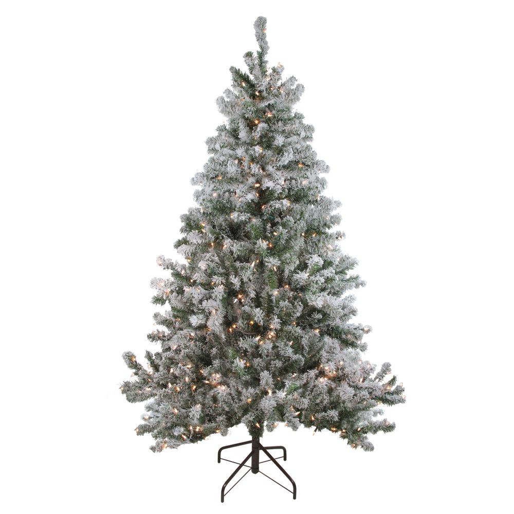 6' Pre-Lit Medium Flocked Balsam Pine Artificial Christmas Tree - Clear Lights. Picture 1