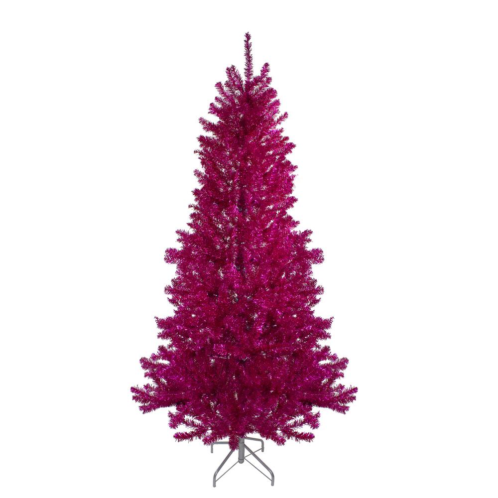 9' Metallic Pink Tinsel Artificial Christmas Tree - Unlit. Picture 1