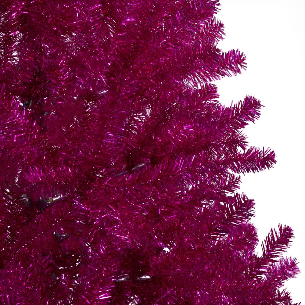 9' Metallic Pink Tinsel Artificial Christmas Tree - Unlit. Picture 3