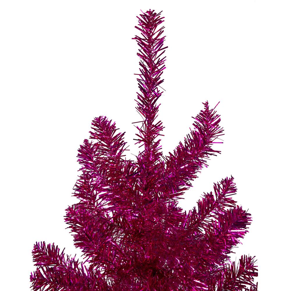 9' Metallic Pink Tinsel Artificial Christmas Tree - Unlit. Picture 4