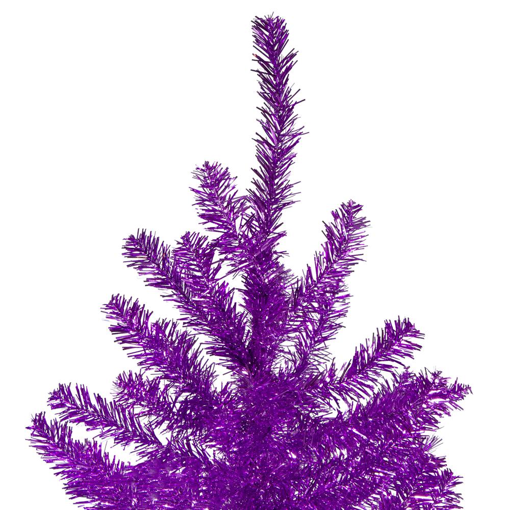 7' Metallic Purple Tinsel Artificial Christmas Tree - Unlit. Picture 3