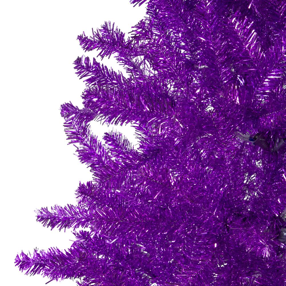 7' Metallic Purple Tinsel Artificial Christmas Tree - Unlit. Picture 4