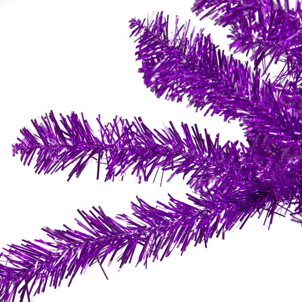 7' Metallic Purple Tinsel Artificial Christmas Tree - Unlit. Picture 2