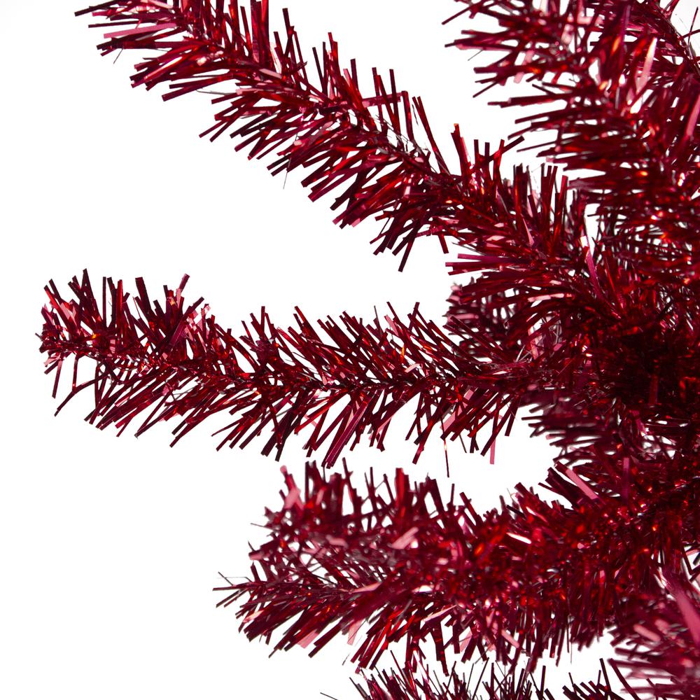 6' Metallic Red Tinsel Artificial Christmas Tree - Unlit. Picture 2