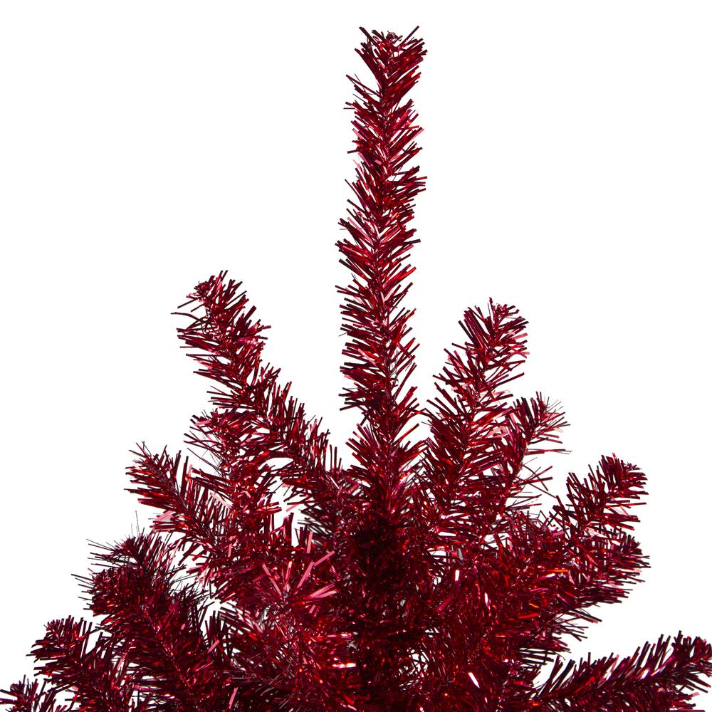 6' Metallic Red Tinsel Artificial Christmas Tree - Unlit. Picture 3