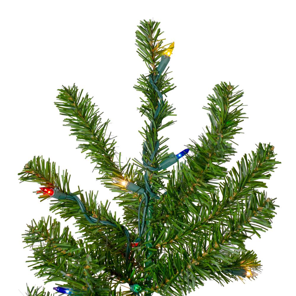 6.5' Canadian Pine Slim Artificial Christmas Wall Tree - Multicolor Lights. Picture 3