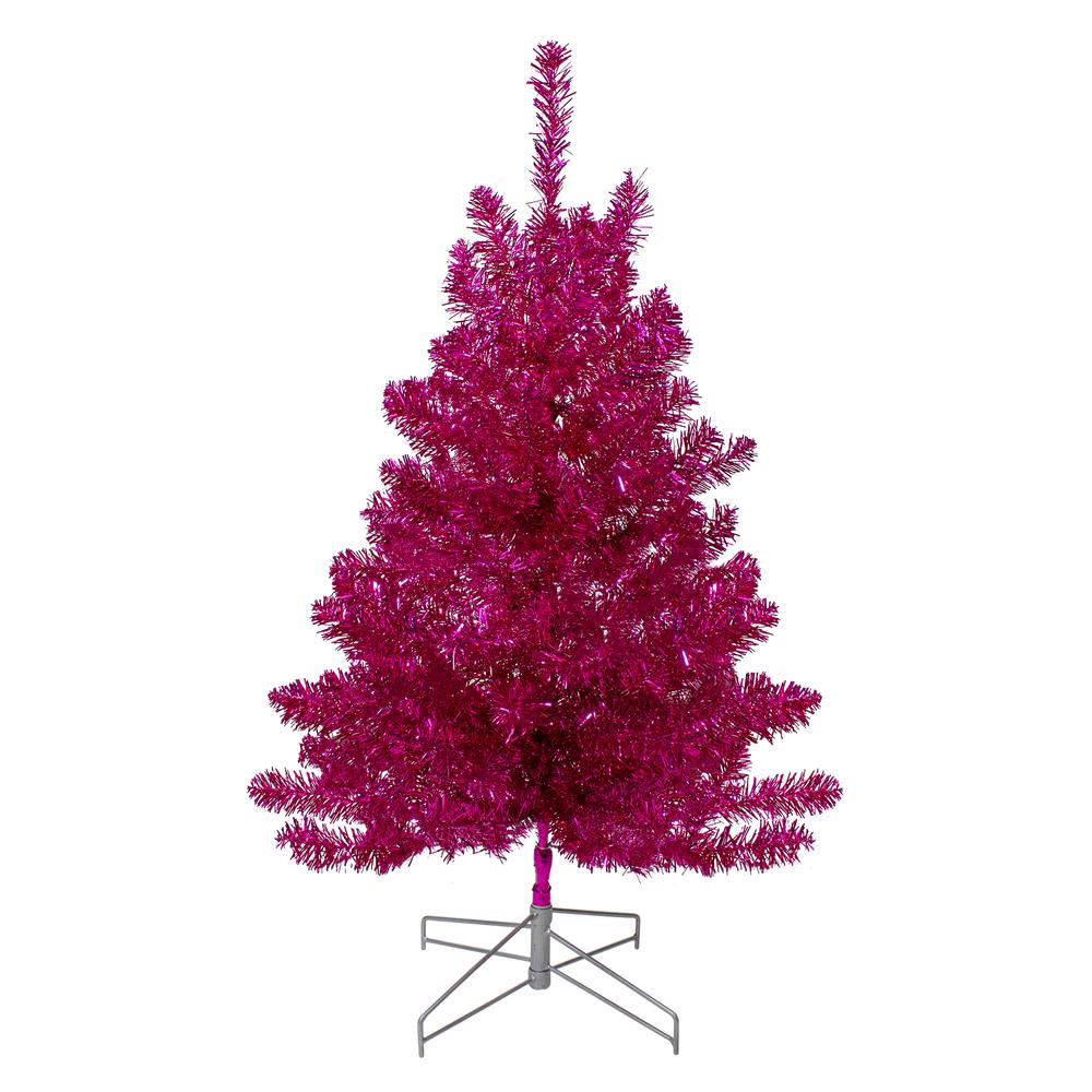 3' Metallic Pink Tinsel Artificial Christmas Tree - Unlit. Picture 1