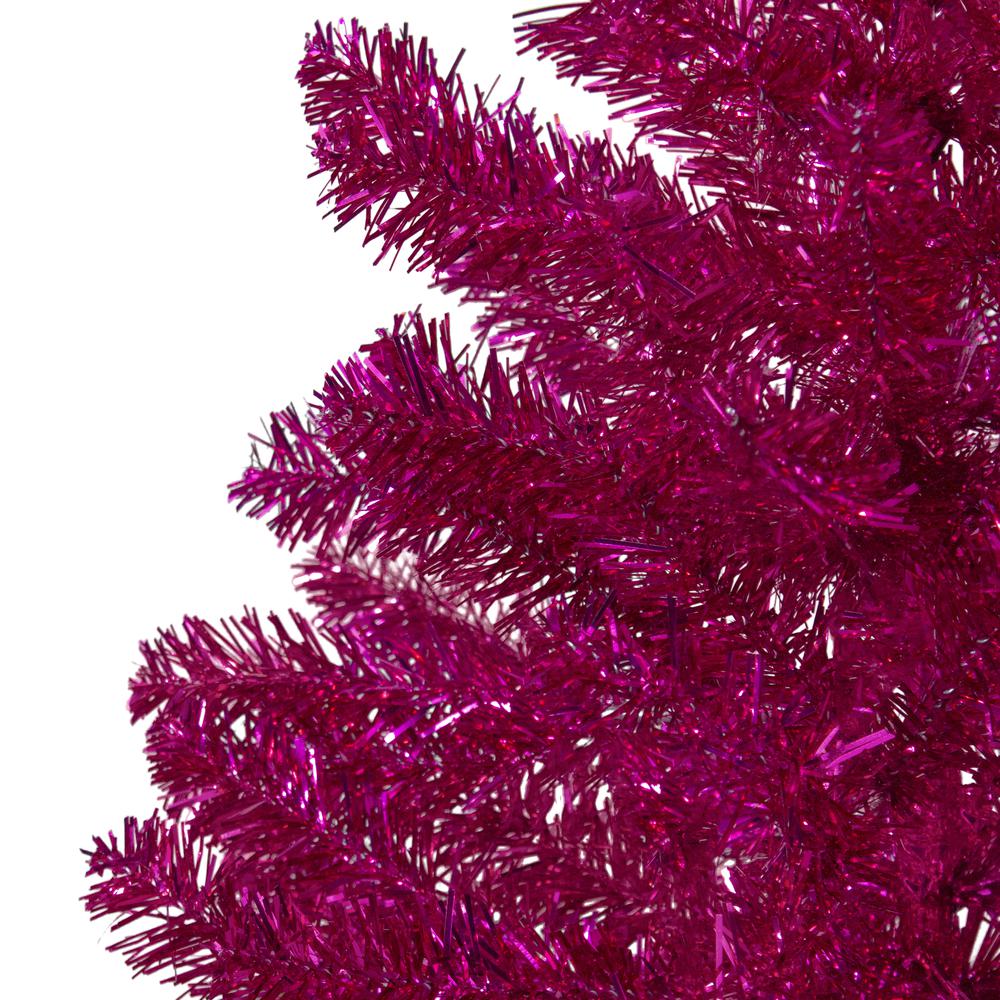 3' Metallic Pink Tinsel Artificial Christmas Tree - Unlit. Picture 3
